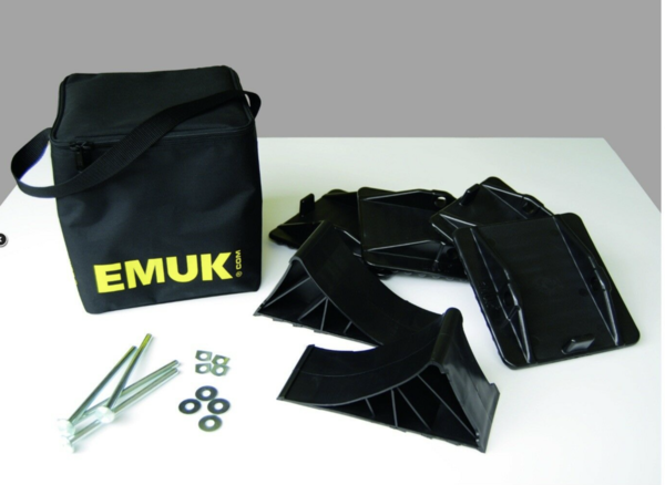 EMUK Stützplatten + Radkeil Set Typ 100 für Wohnwagenstützen + Tasche 200003 NEU